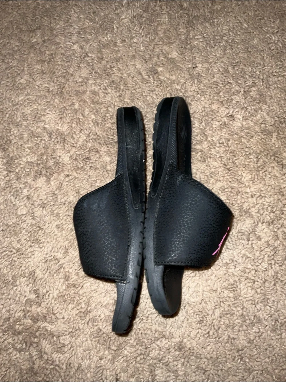 Jordan Kids Black Slide Sandals with Pink Jumpman